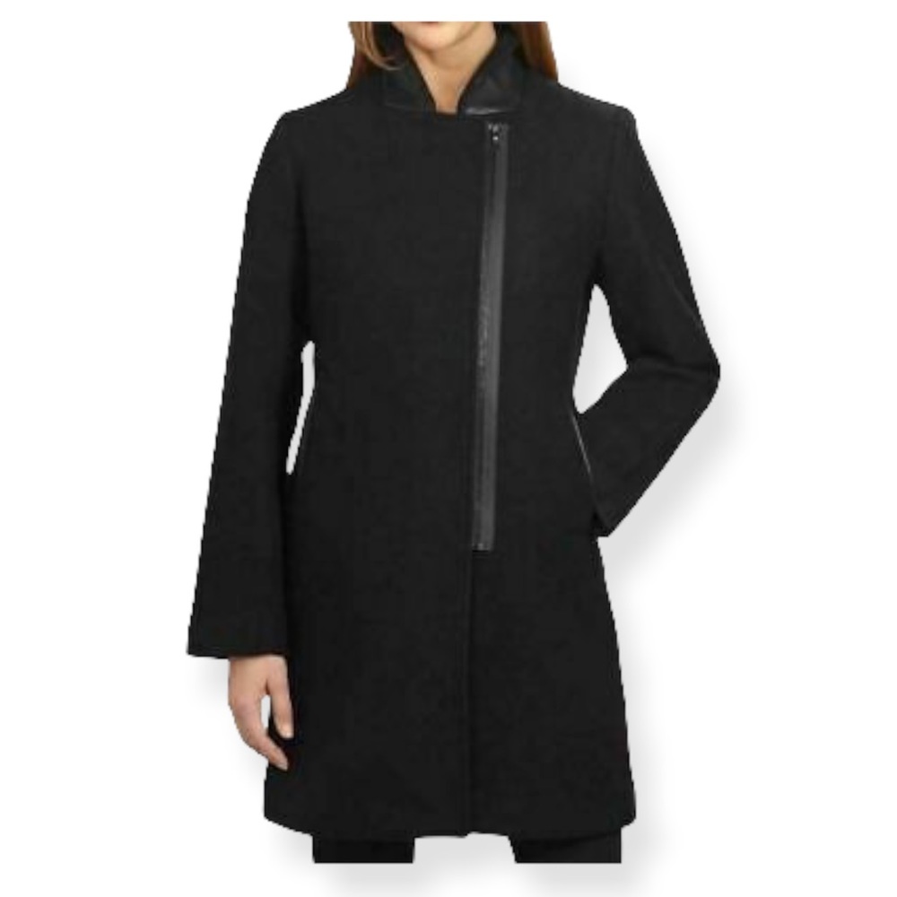Trina Turk  Asymmetrical Woman wool coat Black